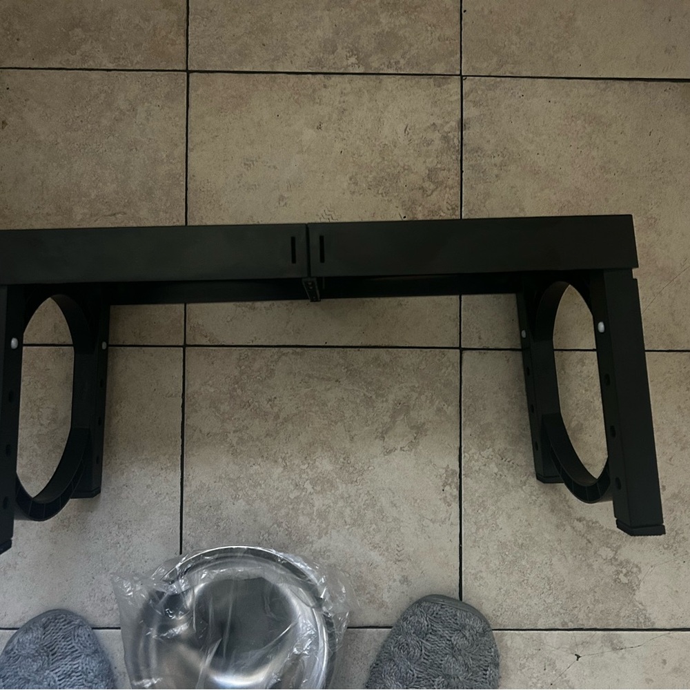 Foldable Black Dog Feeder Stand with Stainless Steel bowls